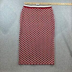 GP & J Baker x HM Red Geometric Honeycomb Metallic Knit Midi Pencil Skirt Size M